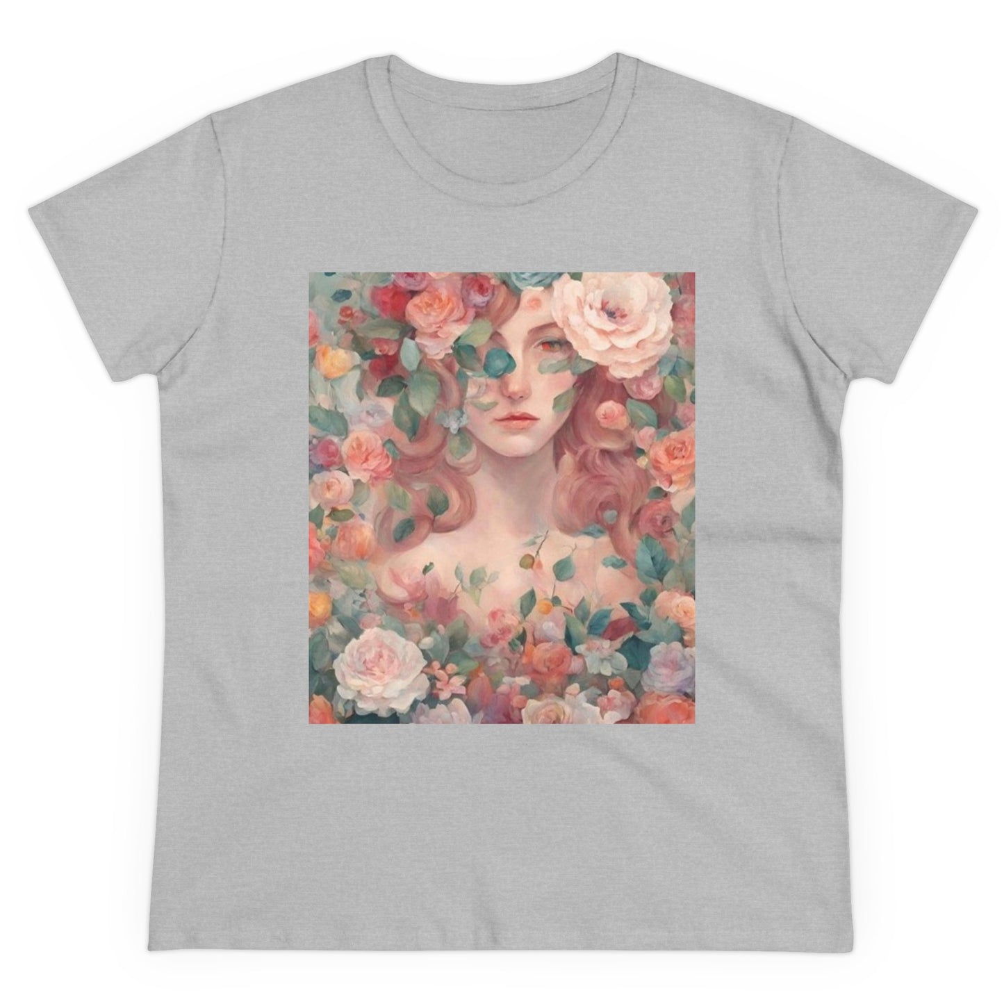Women's Midweight Cotton Tee Surrounded by Roses