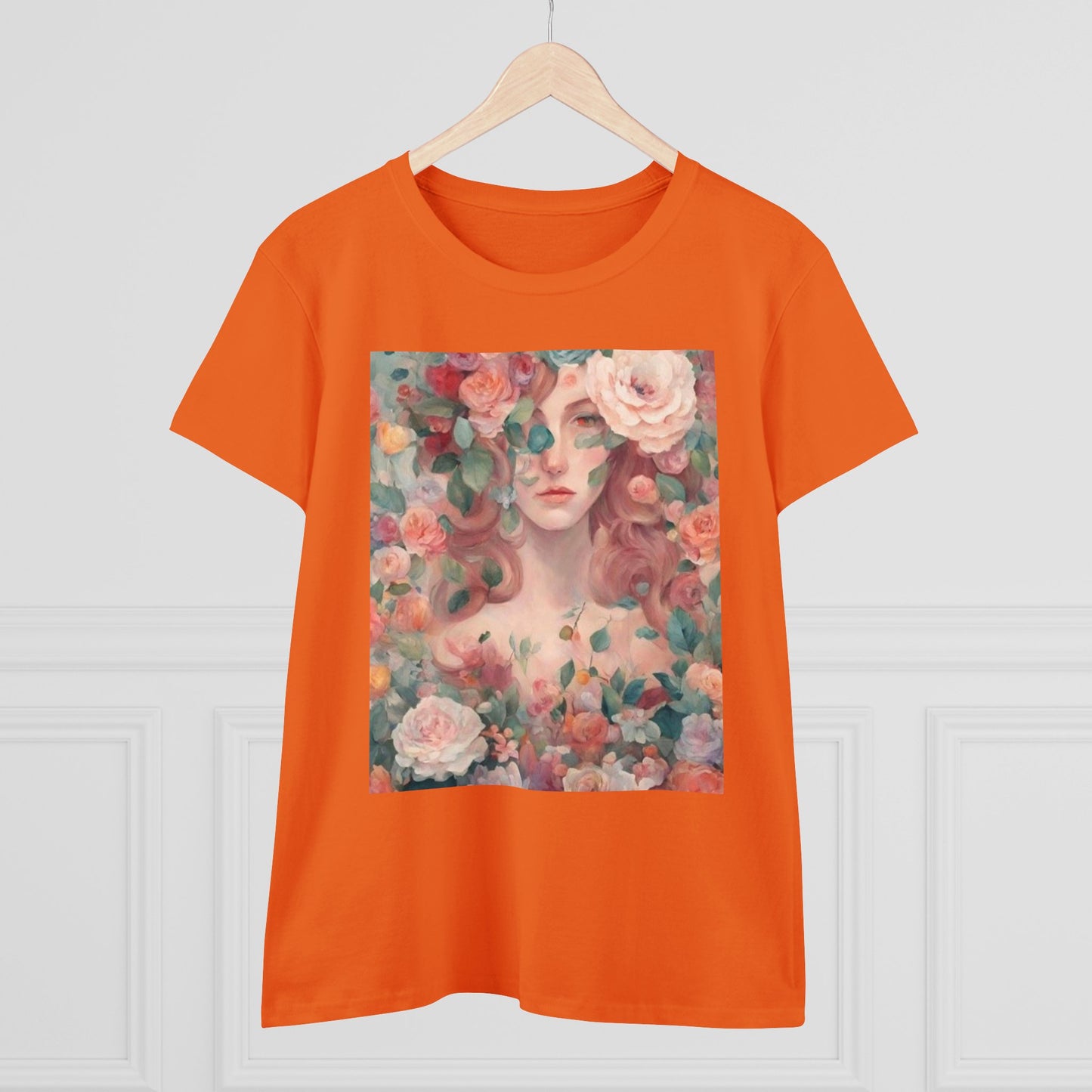 Women's Midweight Cotton Tee Surrounded by Roses