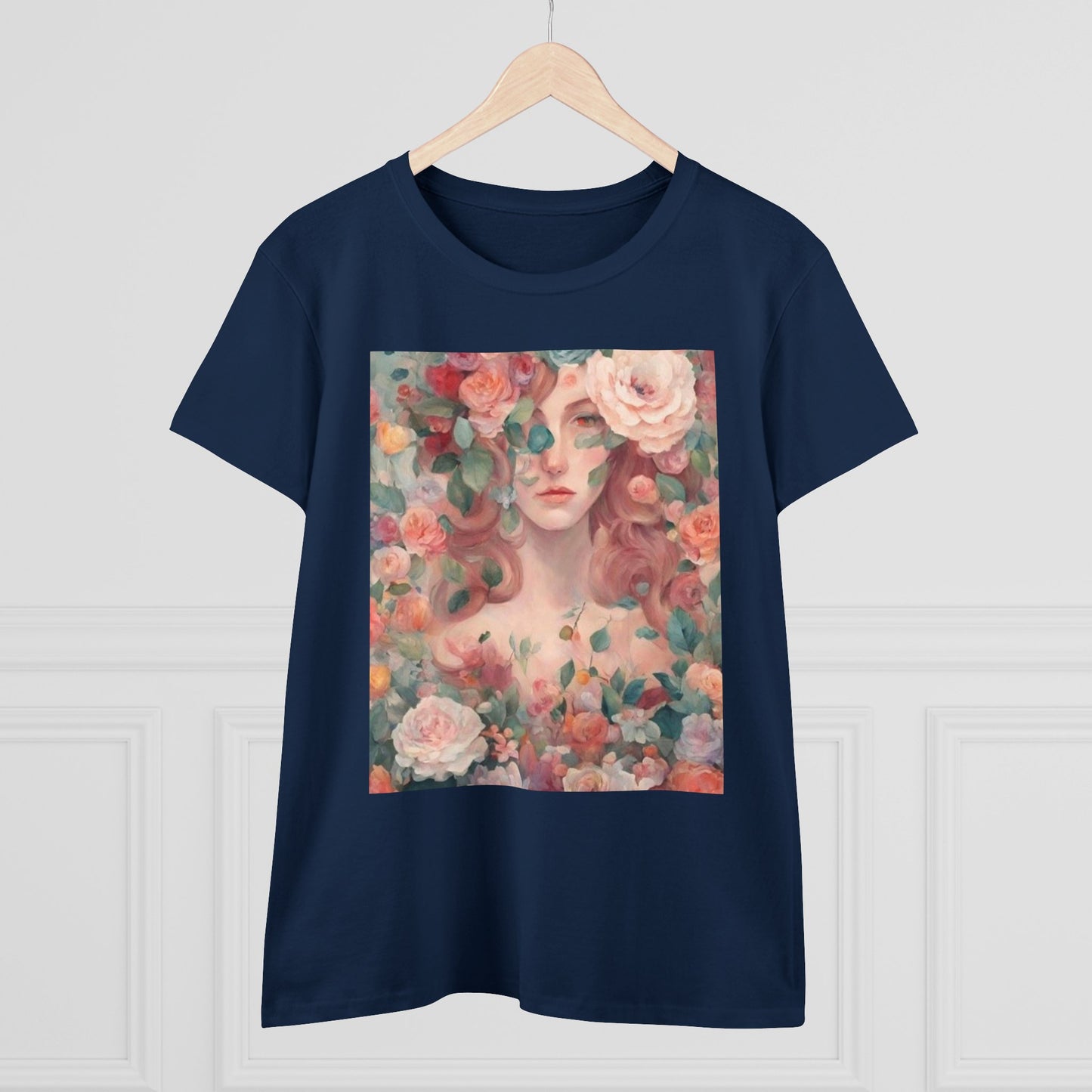 Women's Midweight Cotton Tee Surrounded by Roses