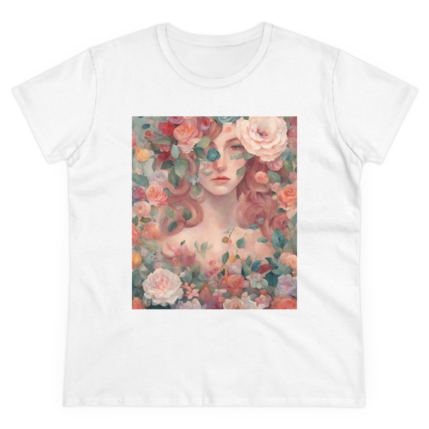 Women's Midweight Cotton Tee Surrounded by Roses