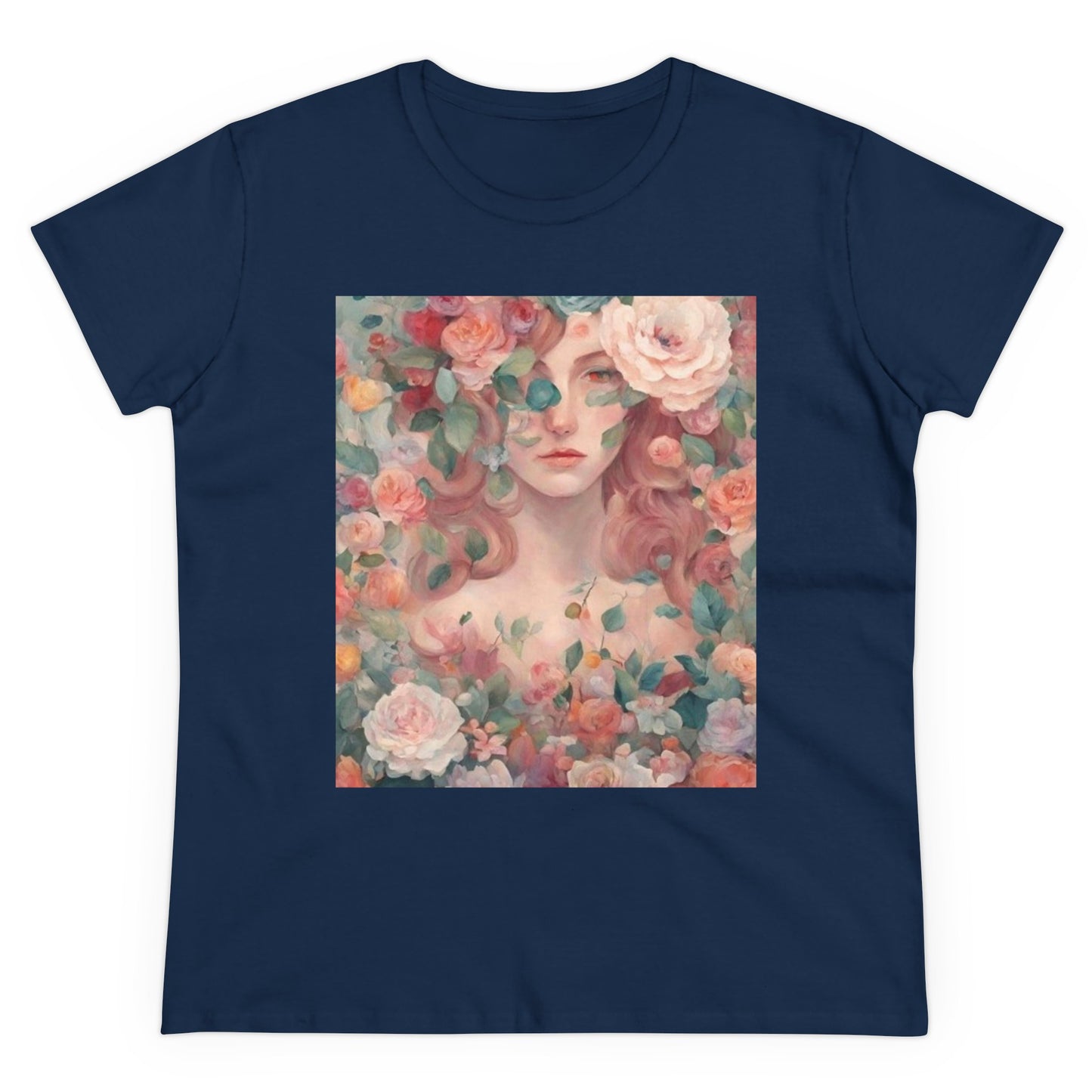 Women's Midweight Cotton Tee Surrounded by Roses