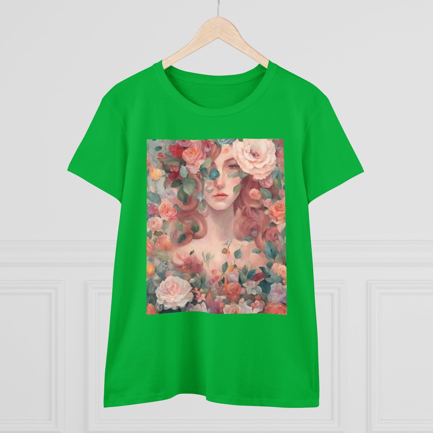 Women's Midweight Cotton Tee Surrounded by Roses