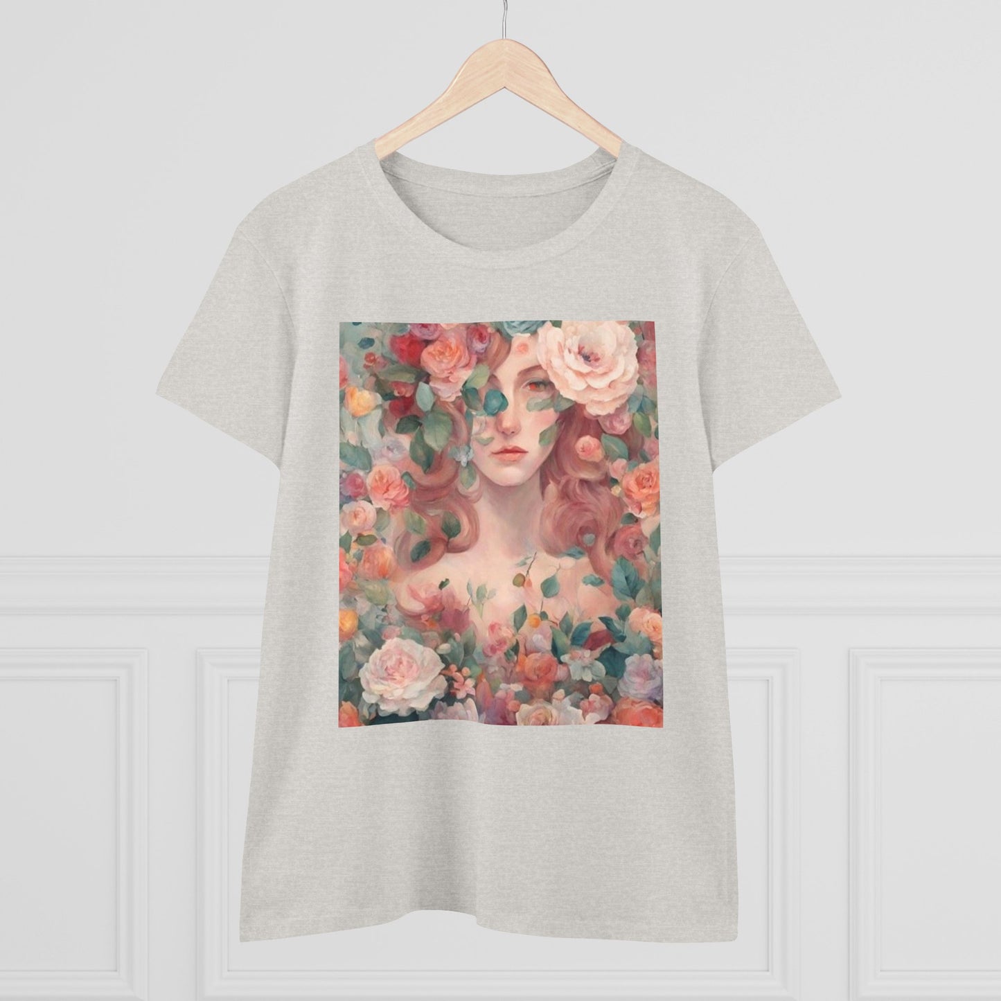 Women's Midweight Cotton Tee Surrounded by Roses