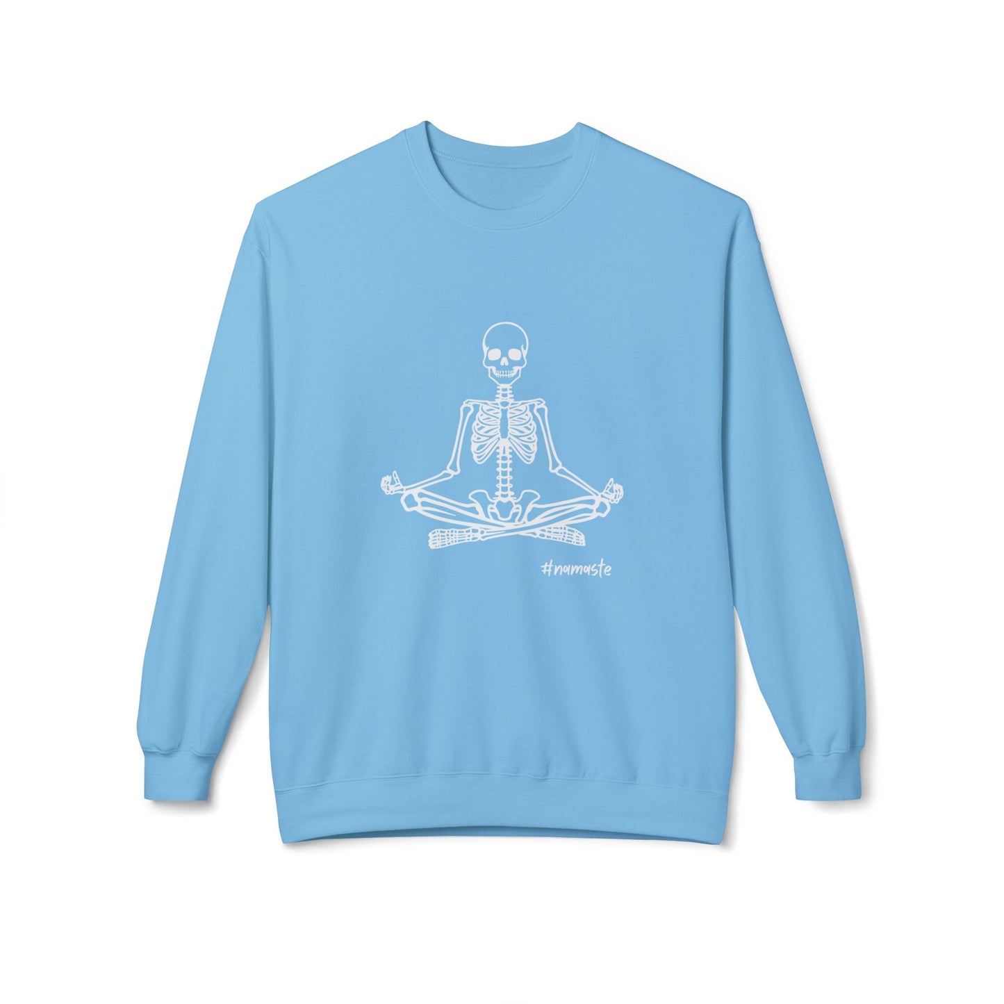 Unisex Softstyle Fleece Crewneck Sweatshirt, Meditating Skeleton