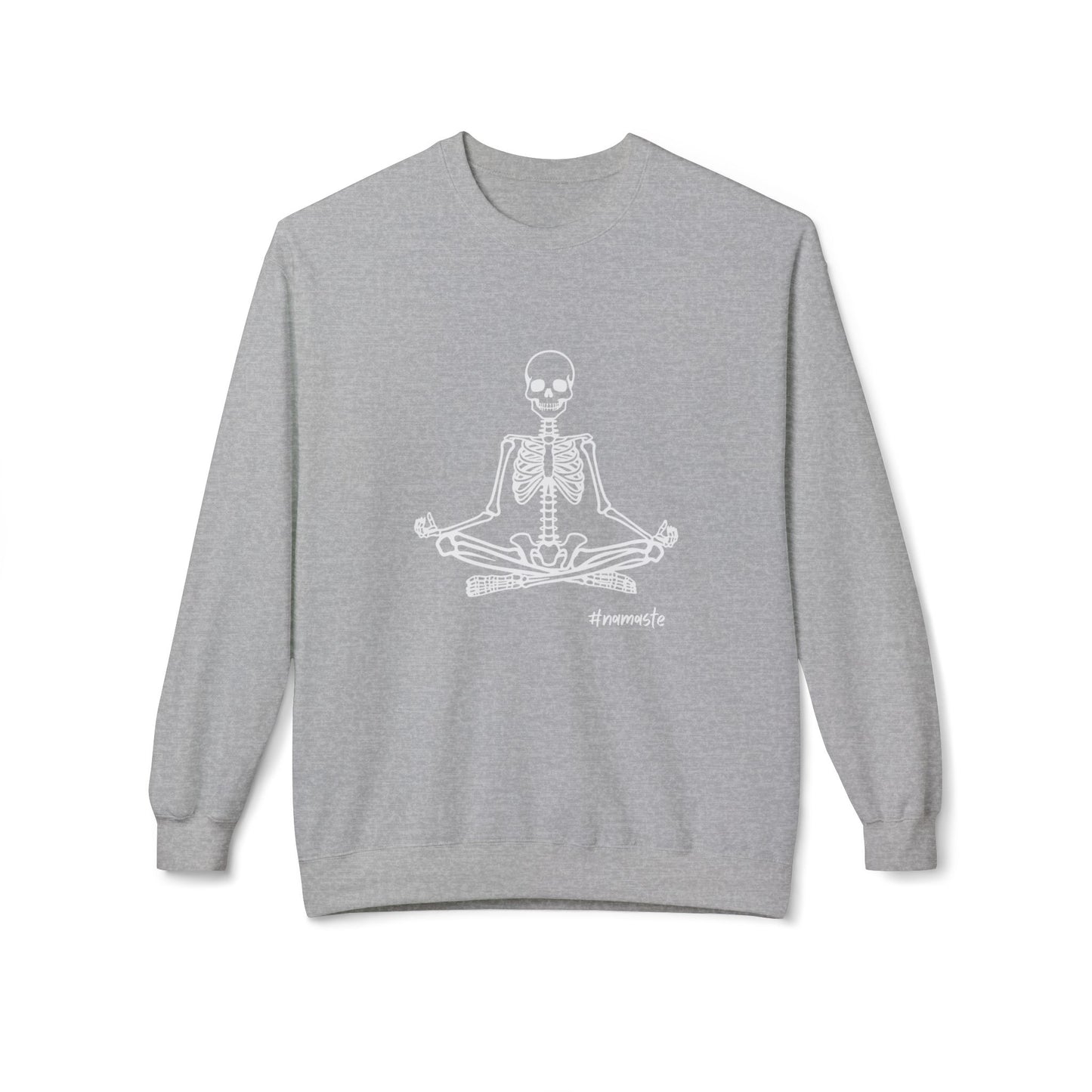 Unisex Softstyle Fleece Crewneck Sweatshirt, Meditating Skeleton
