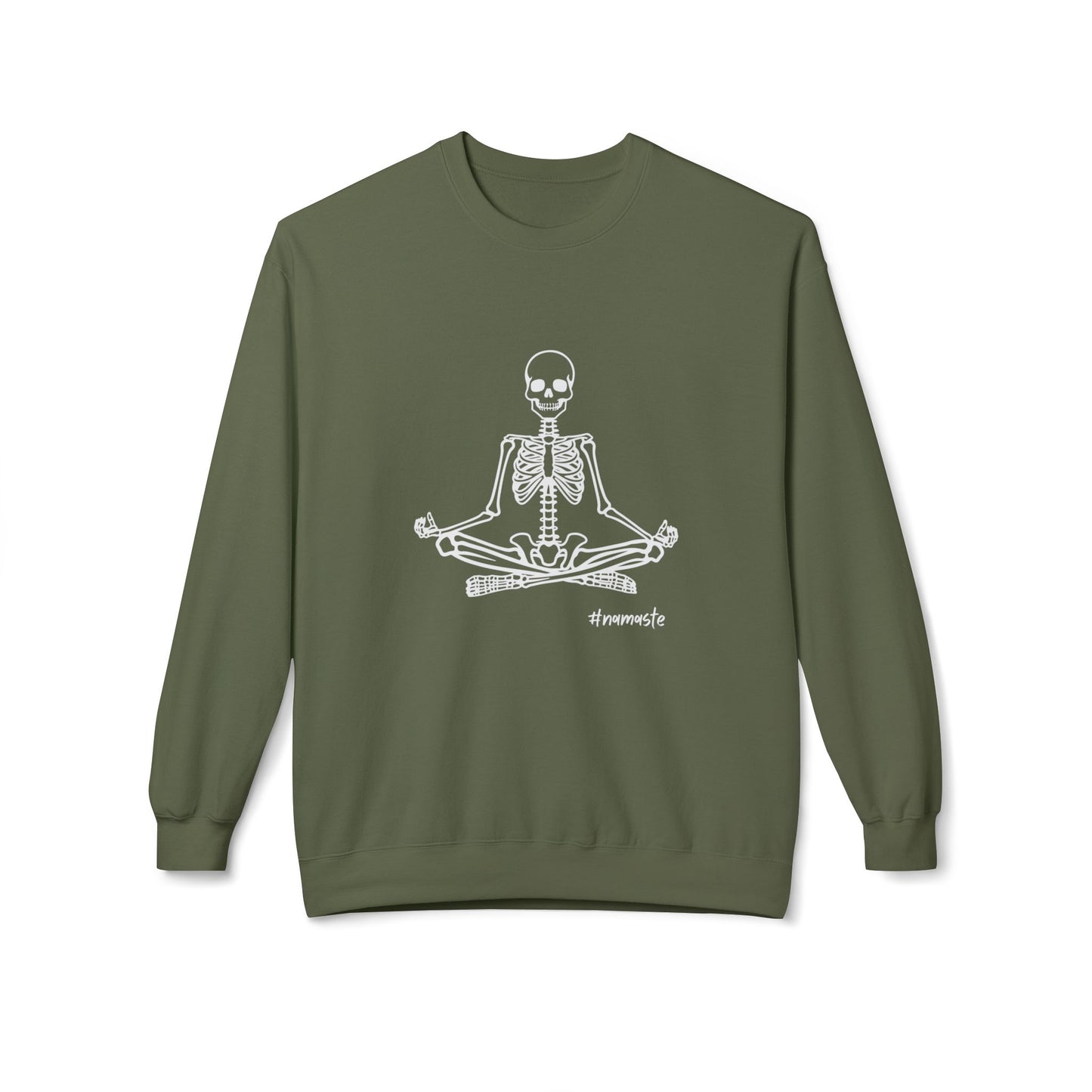 Unisex Softstyle Fleece Crewneck Sweatshirt, Meditating Skeleton