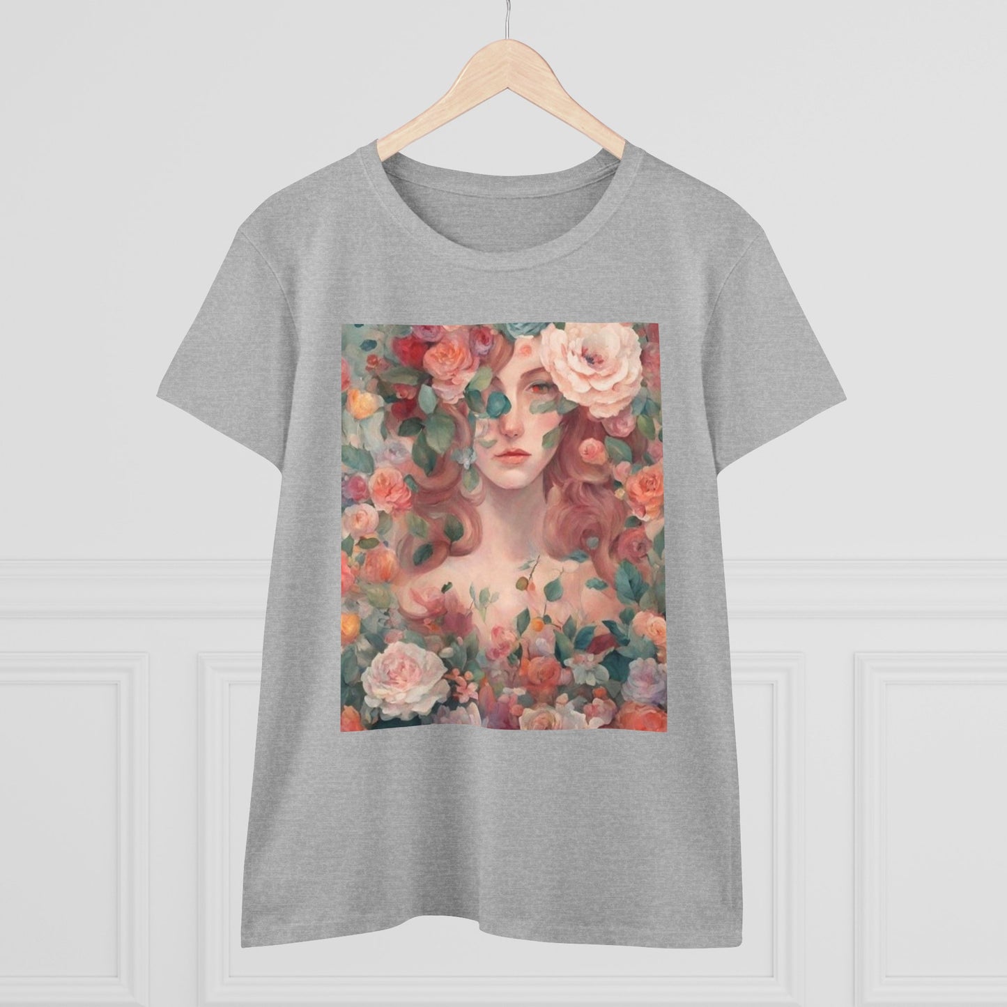 Women's Midweight Cotton Tee Surrounded by Roses