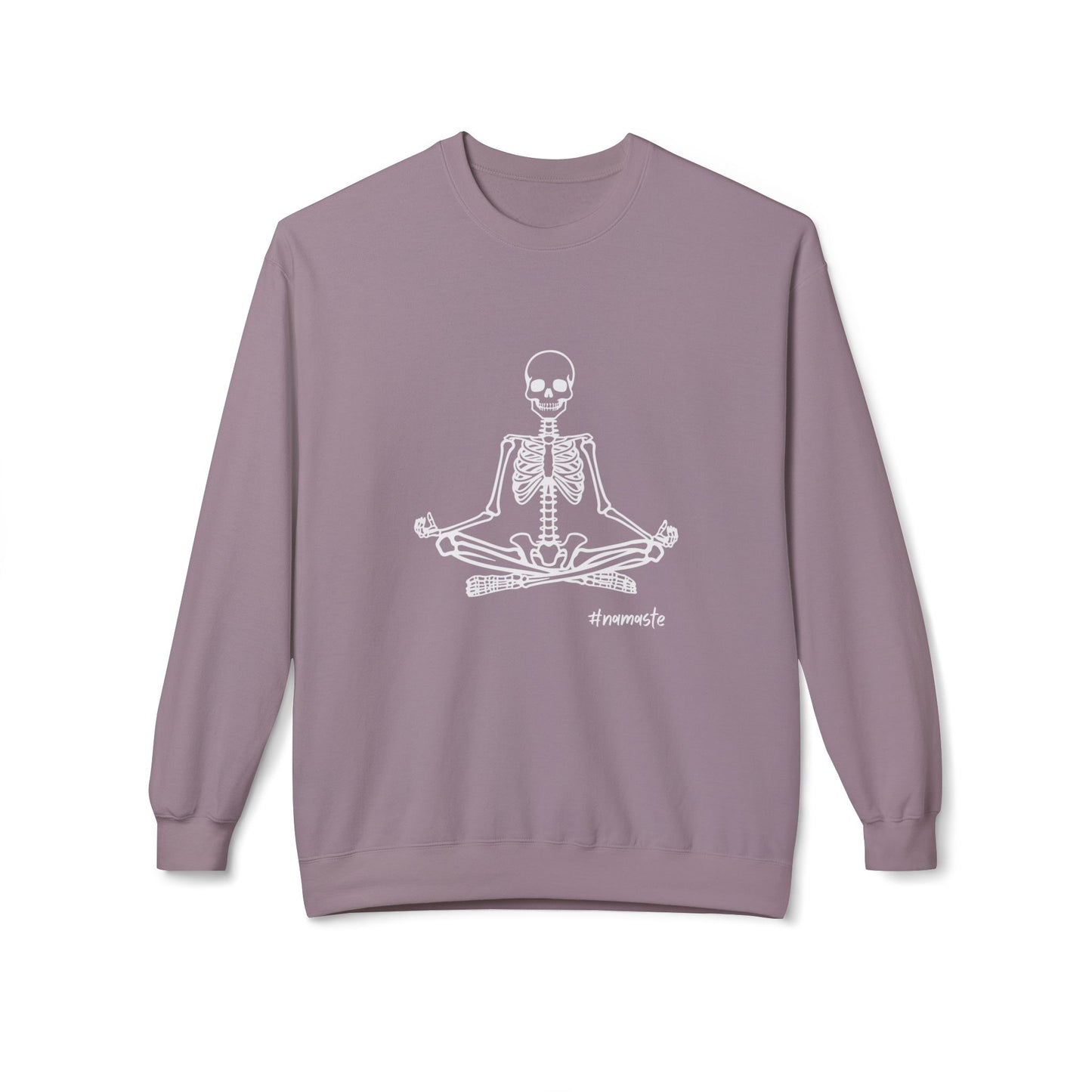 Unisex Softstyle Fleece Crewneck Sweatshirt, Meditating Skeleton