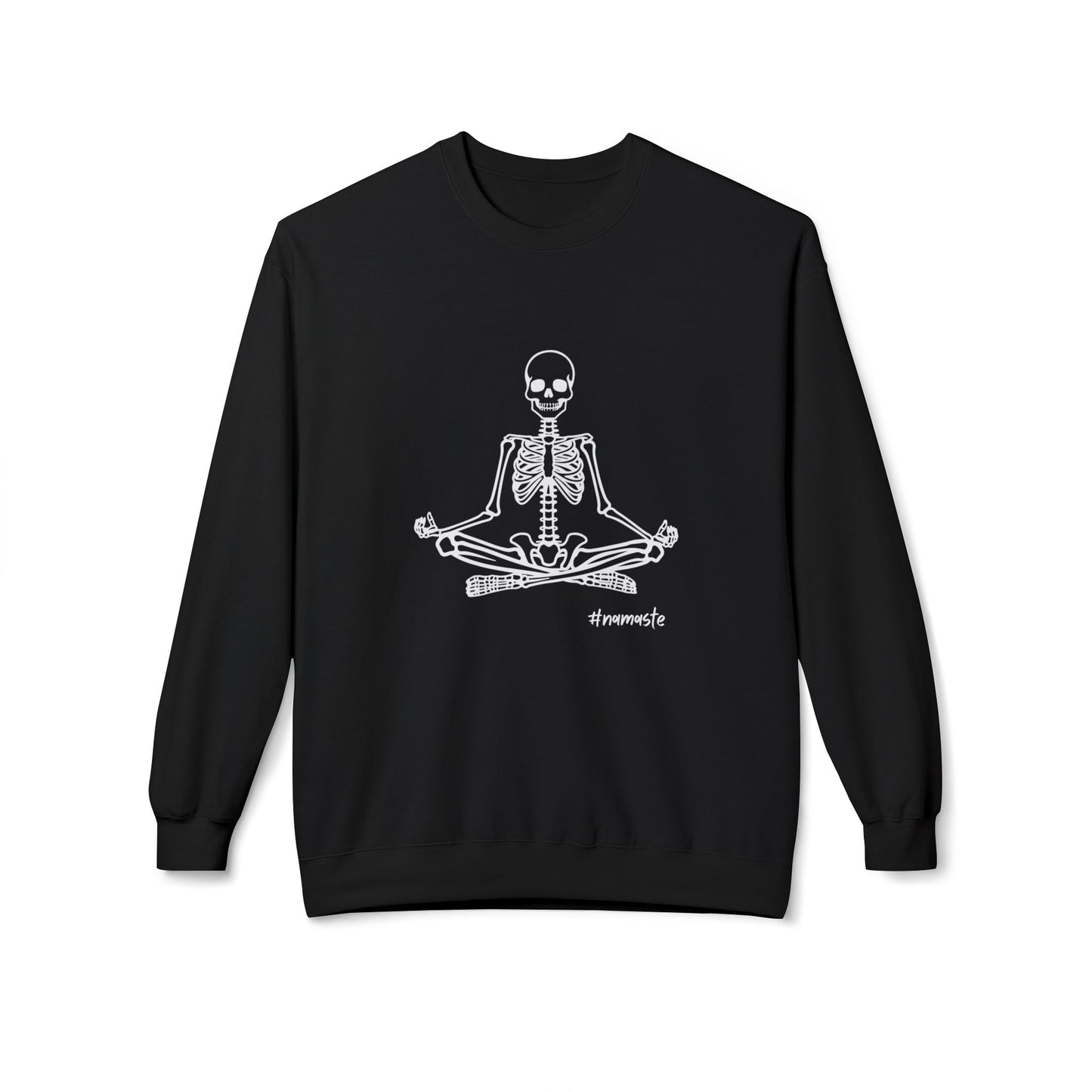 Unisex Softstyle Fleece Crewneck Sweatshirt, Meditating Skeleton