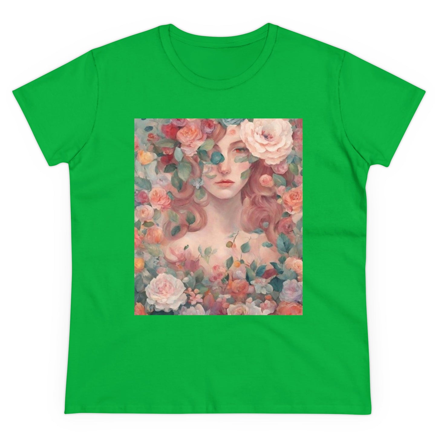 Women's Midweight Cotton Tee Surrounded by Roses