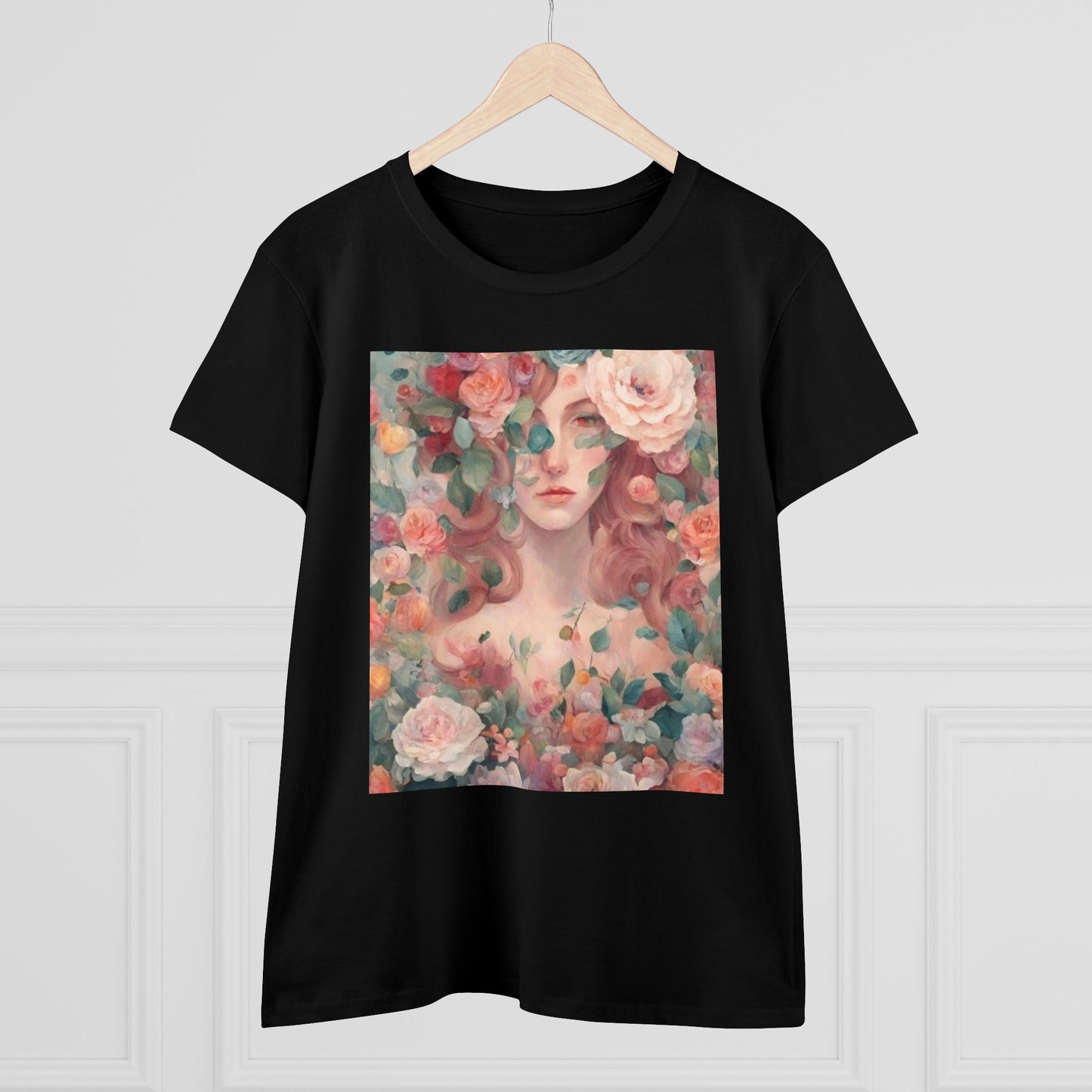 Women's Midweight Cotton Tee Surrounded by Roses