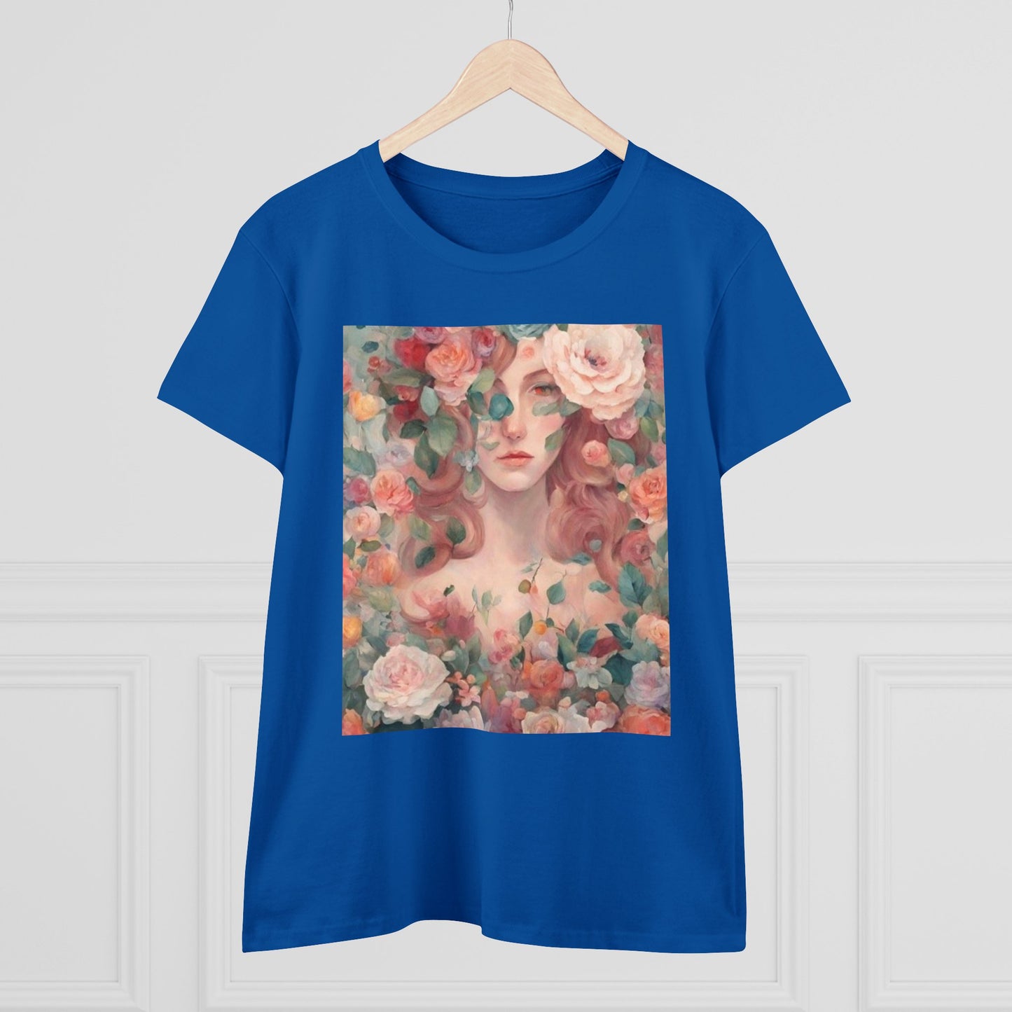 Women's Midweight Cotton Tee Surrounded by Roses