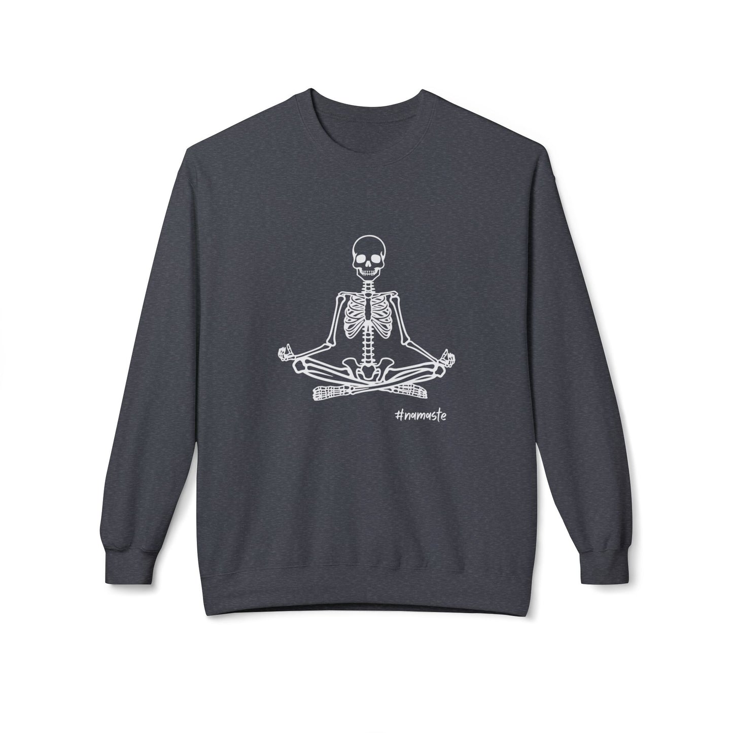 Unisex Softstyle Fleece Crewneck Sweatshirt, Meditating Skeleton