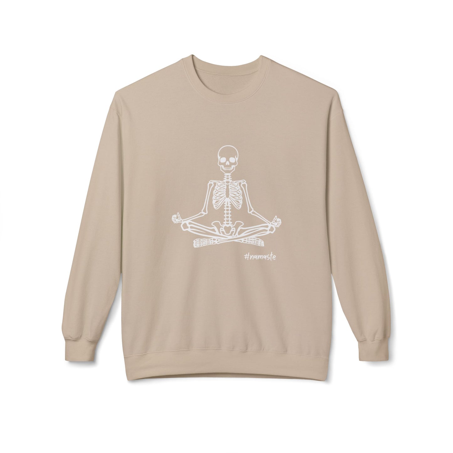 Unisex Softstyle Fleece Crewneck Sweatshirt, Meditating Skeleton