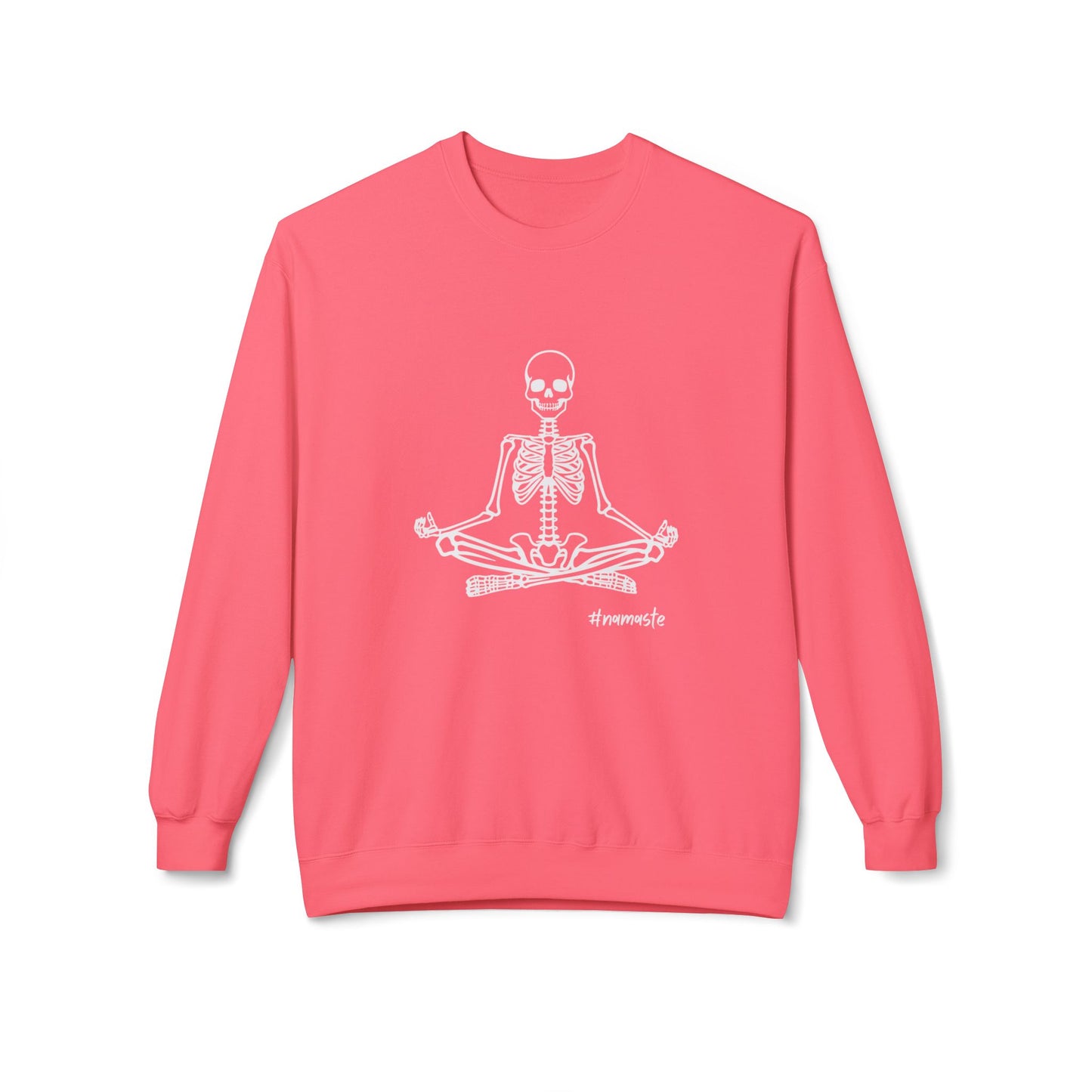 Unisex Softstyle Fleece Crewneck Sweatshirt, Meditating Skeleton