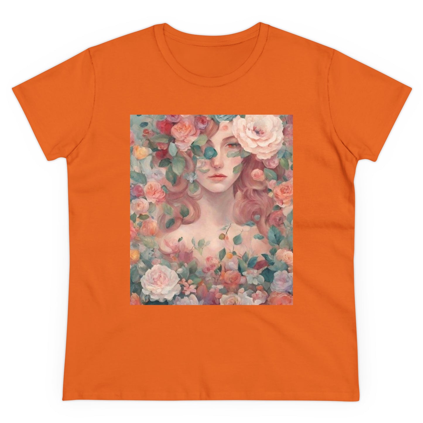 Women's Midweight Cotton Tee Surrounded by Roses