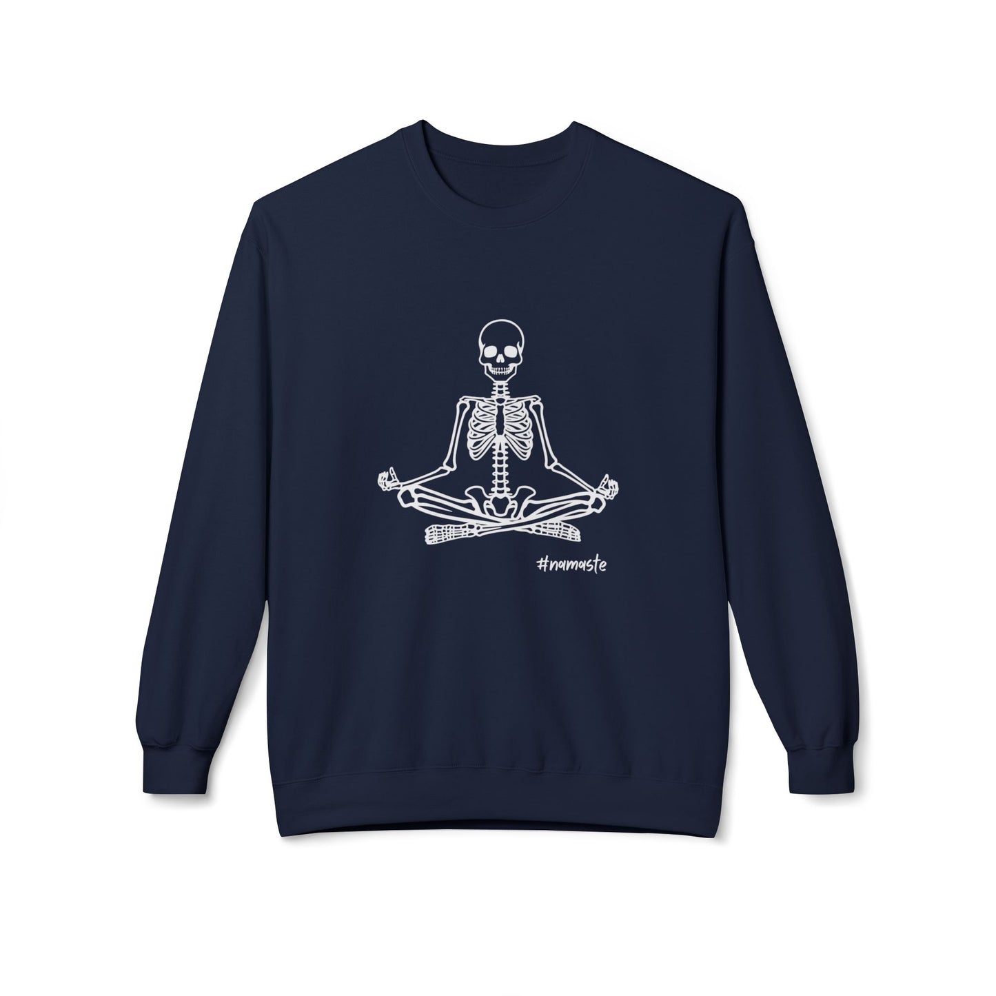 Unisex Softstyle Fleece Crewneck Sweatshirt, Meditating Skeleton