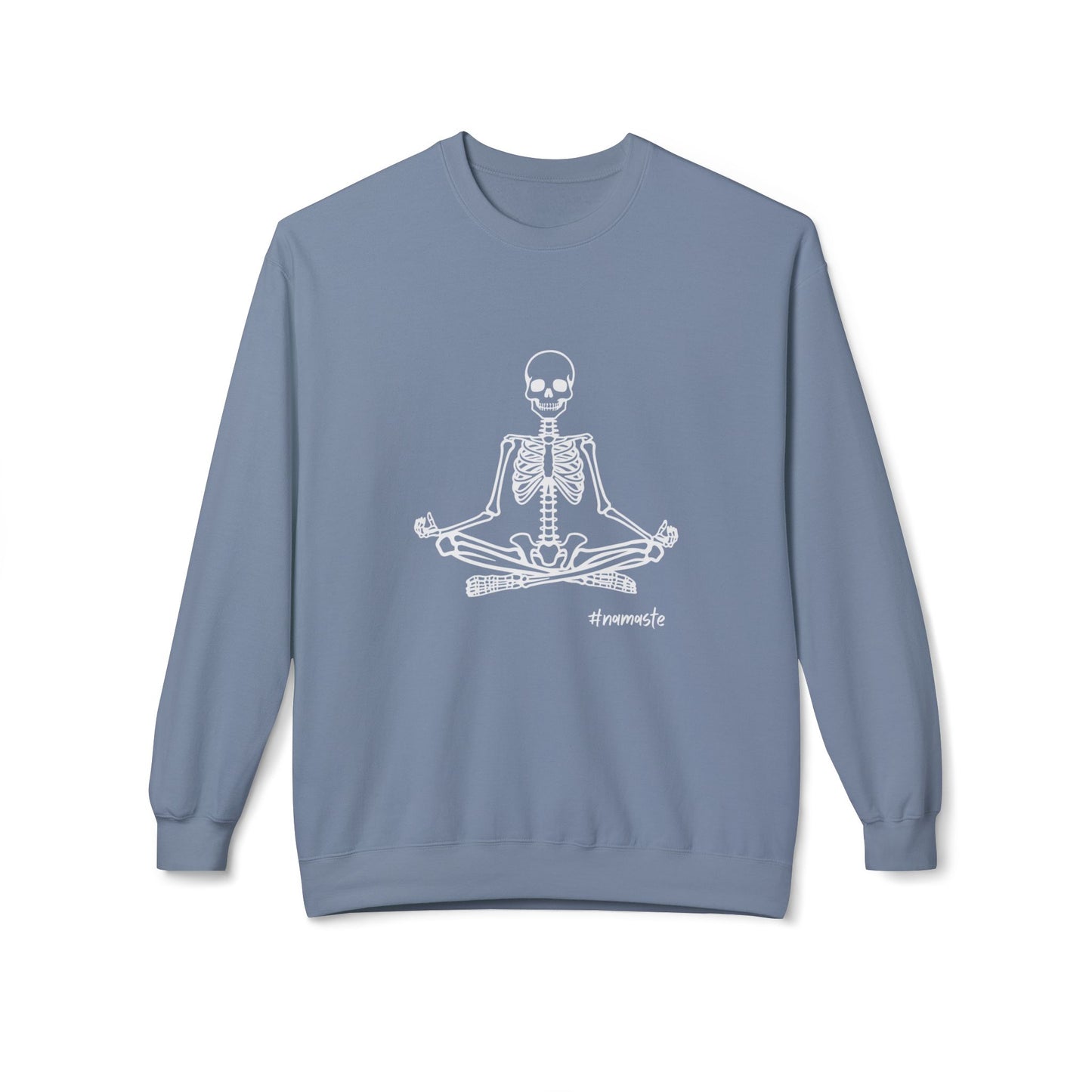 Unisex Softstyle Fleece Crewneck Sweatshirt, Meditating Skeleton