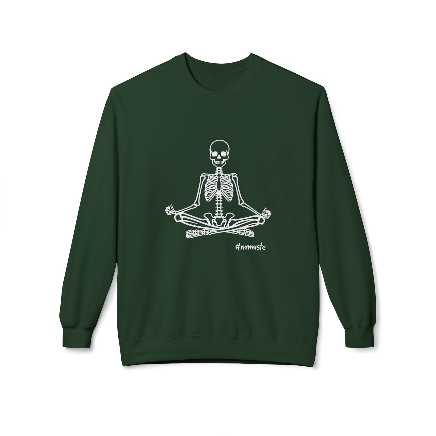 Unisex Softstyle Fleece Crewneck Sweatshirt, Meditating Skeleton