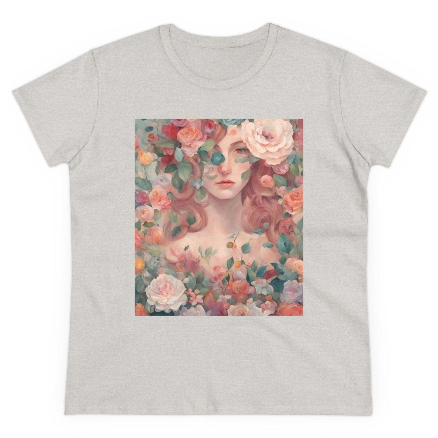 Women's Midweight Cotton Tee Surrounded by Roses