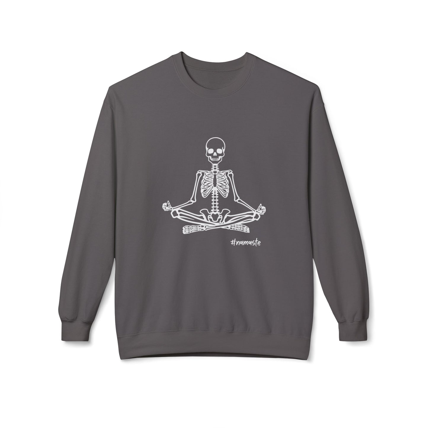 Unisex Softstyle Fleece Crewneck Sweatshirt, Meditating Skeleton