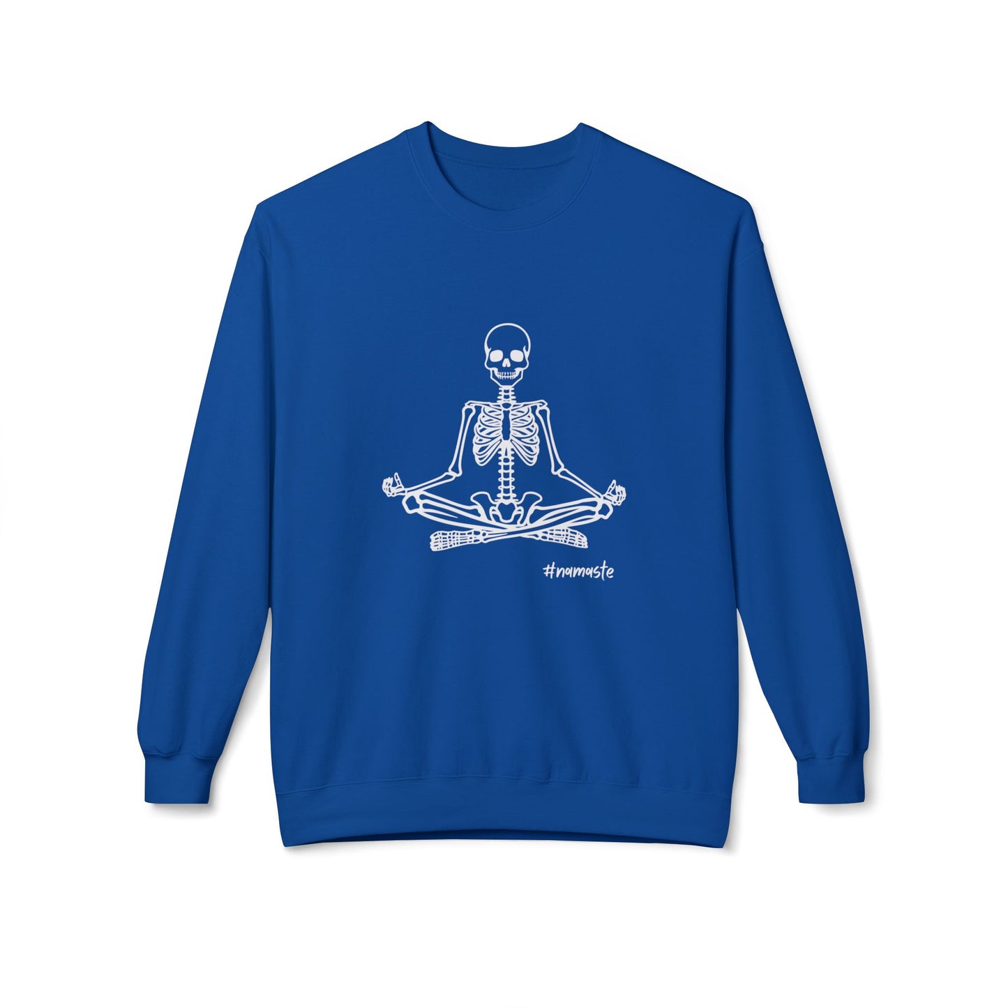 Unisex Softstyle Fleece Crewneck Sweatshirt, Meditating Skeleton